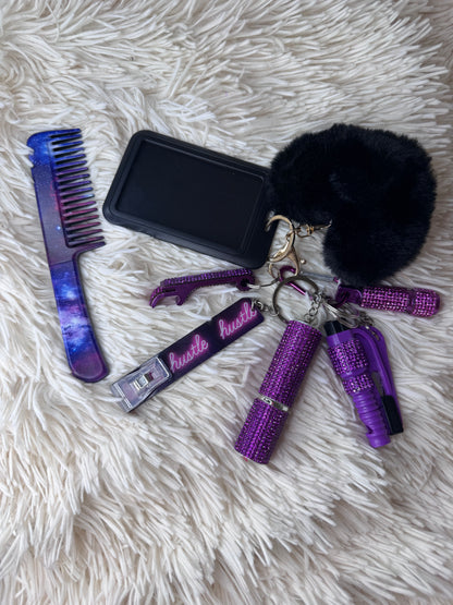 Midnight Violet | Porte-clés sécurité complet (strass 3-en-1)