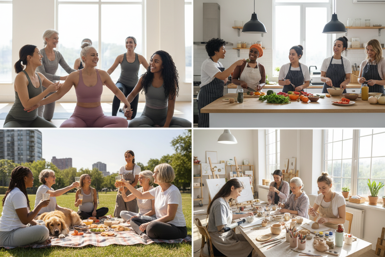 Images de femmes, faisant des activités ensemble en groupe
